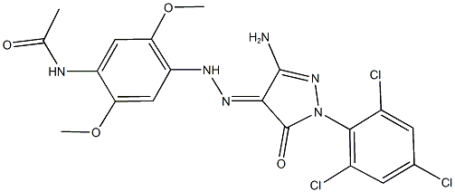 N-(4-{2-[3-amino-5-oxo-1-(2,4,6-trichlorophenyl)-1,5-dihydro-4H-pyrazol-4-ylidene]hydrazino}-2,5-dimethoxyphenyl)acetamide Structure