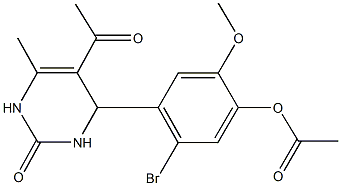 4-(5-acetyl-6-methyl-2-oxo-1,2,3,4-tetrahydro-4-pyrimidinyl)-5-bromo-2-methoxyphenyl acetate Struktur