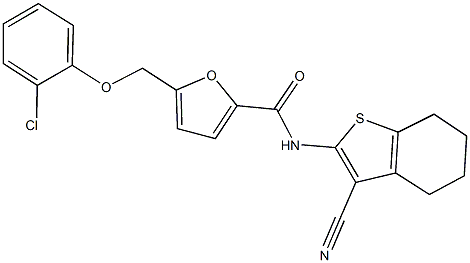 5-[(2-chlorophenoxy)methyl]-N-(3-cyano-4,5,6,7-tetrahydro-1-benzothien-2-yl)-2-furamide Struktur