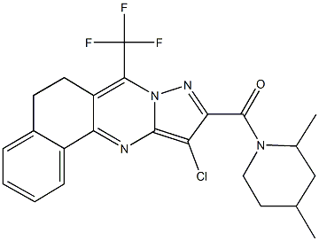11-chloro-10-[(2,4-dimethyl-1-piperidinyl)carbonyl]-7-(trifluoromethyl)-5,6-dihydrobenzo[h]pyrazolo[5,1-b]quinazoline Struktur