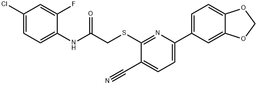 2-{[6-(1,3-benzodioxol-5-yl)-3-cyano-2-pyridinyl]sulfanyl}-N-(4-chloro-2-fluorophenyl)acetamide Structure