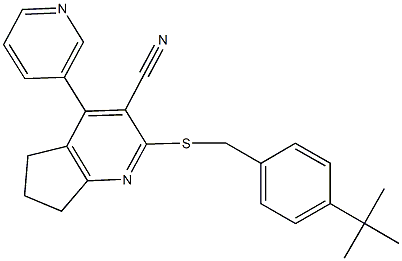 2-[(4-tert-butylbenzyl)sulfanyl]-4-(3-pyridinyl)-6,7-dihydro-5H-cyclopenta[b]pyridine-3-carbonitrile 结构式