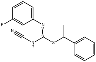 1-phenylethyl N'-cyano-N-(3-fluorophenyl)imidothiocarbamate Structure