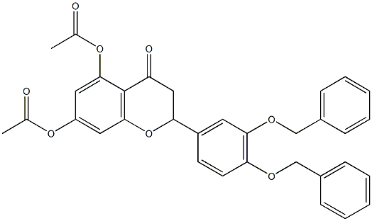 5-(acetyloxy)-2-[3,4-bis(benzyloxy)phenyl]-4-oxo-3,4-dihydro-2H-chromen-7-yl acetate 化学構造式
