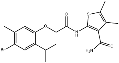 2-{[(4-bromo-2-isopropyl-5-methylphenoxy)acetyl]amino}-4,5-dimethyl-3-thiophenecarboxamide,445409-22-3,结构式