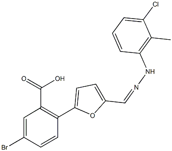 445414-02-8 5-bromo-2-{5-[2-(3-chloro-2-methylphenyl)carbohydrazonoyl]-2-furyl}benzoic acid