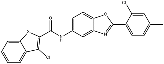 3-chloro-N-[2-(2-chloro-4-methylphenyl)-1,3-benzoxazol-5-yl]-1-benzothiophene-2-carboxamide Structure