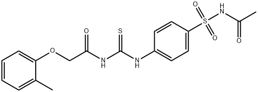 N-acetyl-4-[({[(2-methylphenoxy)acetyl]amino}carbothioyl)amino]benzenesulfonamide Struktur