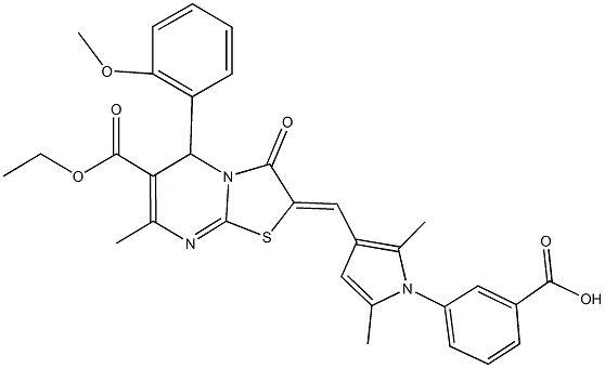 445426-47-1 3-{3-[(6-(ethoxycarbonyl)-5-(2-methoxyphenyl)-7-methyl-3-oxo-5H-[1,3]thiazolo[3,2-a]pyrimidin-2(3H)-ylidene)methyl]-2,5-dimethyl-1H-pyrrol-1-yl}benzoic acid