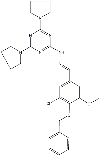 4-(benzyloxy)-3-chloro-5-methoxybenzaldehyde (4,6-dipyrrolidin-1-yl-1,3,5-triazin-2-yl)hydrazone,445456-30-4,结构式