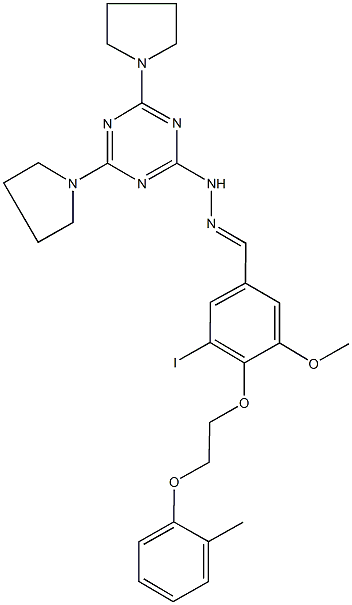 3-iodo-5-methoxy-4-[2-(2-methylphenoxy)ethoxy]benzaldehyde (4,6-dipyrrolidin-1-yl-1,3,5-triazin-2-yl)hydrazone Structure