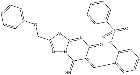2-[(5-imino-7-oxo-2-(phenoxymethyl)-5H-[1,3,4]thiadiazolo[3,2-a]pyrimidin-6(7H)-ylidene)methyl]phenyl benzenesulfonate Structure