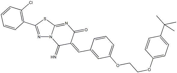 6-{3-[2-(4-tert-butylphenoxy)ethoxy]benzylidene}-2-(2-chlorophenyl)-5-imino-5,6-dihydro-7H-[1,3,4]thiadiazolo[3,2-a]pyrimidin-7-one Structure