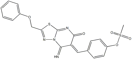 4-[(5-imino-7-oxo-2-(phenoxymethyl)-5H-[1,3,4]thiadiazolo[3,2-a]pyrimidin-6(7H)-ylidene)methyl]phenyl methanesulfonate 结构式