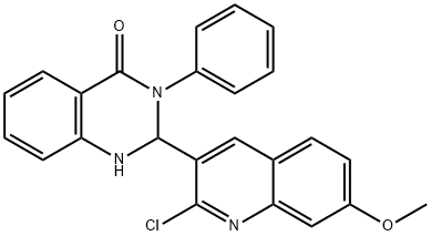 2-(2-chloro-7-methoxy-3-quinolinyl)-3-phenyl-2,3-dihydro-4(1H)-quinazolinone,448189-04-6,结构式