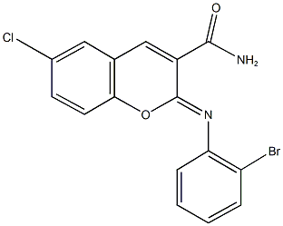 2-[(2-bromophenyl)imino]-6-chloro-2H-chromene-3-carboxamide Structure