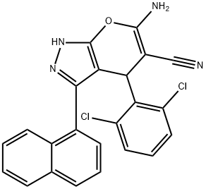 448907-99-1 6-amino-4-(2,6-dichlorophenyl)-3-(1-naphthyl)-1,4-dihydropyrano[2,3-c]pyrazole-5-carbonitrile