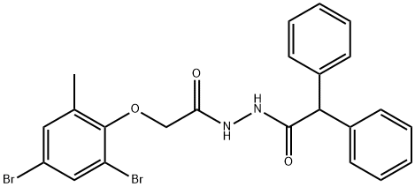 N'-[(2,4-dibromo-6-methylphenoxy)acetyl]-2,2-diphenylacetohydrazide,458551-25-2,结构式