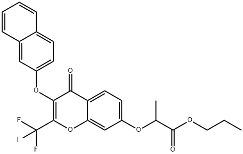 propyl 2-{[3-(2-naphthyloxy)-4-oxo-2-(trifluoromethyl)-4H-chromen-7-yl]oxy}propanoate 结构式
