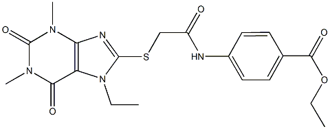 ethyl 4-({[(7-ethyl-1,3-dimethyl-2,6-dioxo-2,3,6,7-tetrahydro-1H-purin-8-yl)sulfanyl]acetyl}amino)benzoate,460715-80-4,结构式