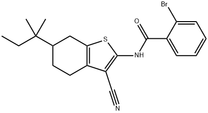 2-bromo-N-(3-cyano-6-tert-pentyl-4,5,6,7-tetrahydro-1-benzothien-2-yl)benzamide,461027-11-2,结构式