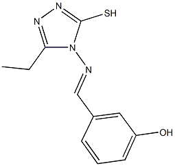 3-{[(3-ethyl-5-sulfanyl-4H-1,2,4-triazol-4-yl)imino]methyl}phenol Struktur