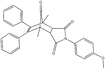 4-(4-methoxyphenyl)-1,7-dimethyl-8,9-diphenyl-4-azatricyclo[5.2.1.0~2,6~]dec-8-ene-3,5,10-trione Struktur