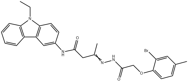 3-{[(2-bromo-4-methylphenoxy)acetyl]hydrazono}-N-(9-ethyl-9H-carbazol-3-yl)butanamide,469901-91-5,结构式