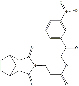 2-{3-nitrophenyl}-2-oxoethyl 3-(3,5-dioxo-4-azatricyclo[5.2.1.0~2,6~]dec-4-yl)propanoate Structure