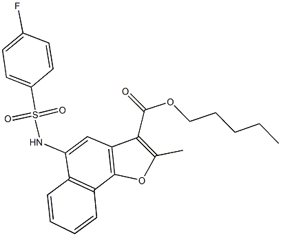 pentyl 5-{[(4-fluorophenyl)sulfonyl]amino}-2-methylnaphtho[1,2-b]furan-3-carboxylate Structure