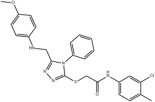 N-(3-chloro-4-methylphenyl)-2-({5-[(4-methoxyanilino)methyl]-4-phenyl-4H-1,2,4-triazol-3-yl}sulfanyl)acetamide Structure