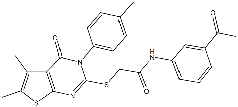 N-(3-acetylphenyl)-2-{[5,6-dimethyl-3-(4-methylphenyl)-4-oxo-3,4-dihydrothieno[2,3-d]pyrimidin-2-yl]sulfanyl}acetamide Struktur