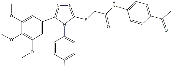 N-(4-acetylphenyl)-2-{[4-(4-methylphenyl)-5-(3,4,5-trimethoxyphenyl)-4H-1,2,4-triazol-3-yl]sulfanyl}acetamide Struktur