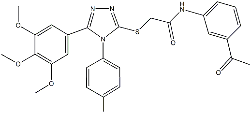 N-(3-acetylphenyl)-2-{[4-(4-methylphenyl)-5-(3,4,5-trimethoxyphenyl)-4H-1,2,4-triazol-3-yl]sulfanyl}acetamide 结构式