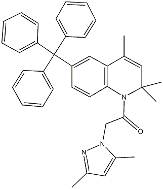 1-[(3,5-dimethyl-1H-pyrazol-1-yl)acetyl]-2,2,4-trimethyl-6-trityl-1,2-dihydroquinoline Struktur