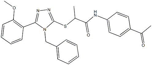 N-(4-acetylphenyl)-2-{[4-benzyl-5-(2-methoxyphenyl)-4H-1,2,4-triazol-3-yl]sulfanyl}propanamide Struktur
