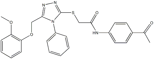 N-(4-acetylphenyl)-2-({5-[(2-methoxyphenoxy)methyl]-4-phenyl-4H-1,2,4-triazol-3-yl}sulfanyl)acetamide Structure