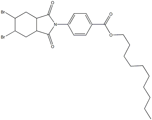 decyl 4-(5,6-dibromo-1,3-dioxooctahydro-2H-isoindol-2-yl)benzoate Struktur
