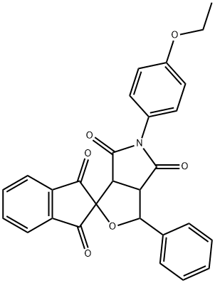 5-[4-(ethyloxy)phenyl]-1-phenyl-1,3-dihydro-1',3',4,6(2'H,3H,5H)-tetraoxospiro(-1H-furo[3,4-c]pyrrole-3,2'-[1'H]-indene),485395-10-6,结构式