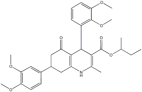 sec-butyl 4-(2,3-dimethoxyphenyl)-7-(3,4-dimethoxyphenyl)-2-methyl-5-oxo-1,4,5,6,7,8-hexahydro-3-quinolinecarboxylate Structure