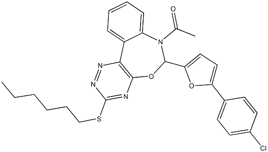 7-acetyl-6-[5-(4-chlorophenyl)-2-furyl]-3-(hexylsulfanyl)-6,7-dihydro[1,2,4]triazino[5,6-d][3,1]benzoxazepine|