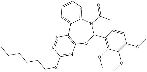 7-acetyl-3-(hexylsulfanyl)-6-(2,3,4-trimethoxyphenyl)-6,7-dihydro[1,2,4]triazino[5,6-d][3,1]benzoxazepine|