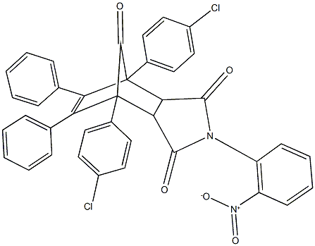 1,7-bis(4-chlorophenyl)-4-{2-nitrophenyl}-8,9-diphenyl-4-azatricyclo[5.2.1.0~2,6~]dec-8-ene-3,5,10-trione Structure
