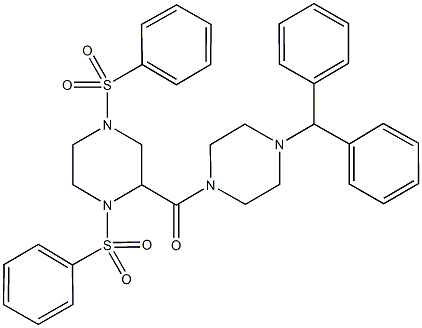 2-[(4-benzhydryl-1-piperazinyl)carbonyl]-1,4-bis(phenylsulfonyl)piperazine Structure