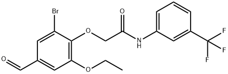 2-(2-溴-6-乙氧基-4-甲酰基苯氧基)-N-(3-(三氟甲基)苯基)乙酰胺,486993-06-0,结构式