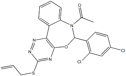 7-acetyl-3-(allylsulfanyl)-6-(2,4-dichlorophenyl)-6,7-dihydro[1,2,4]triazino[5,6-d][3,1]benzoxazepine Struktur