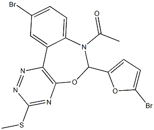 486995-88-4 7-acetyl-10-bromo-6-(5-bromo-2-furyl)-6,7-dihydro[1,2,4]triazino[5,6-d][3,1]benzoxazepin-3-yl methyl sulfide