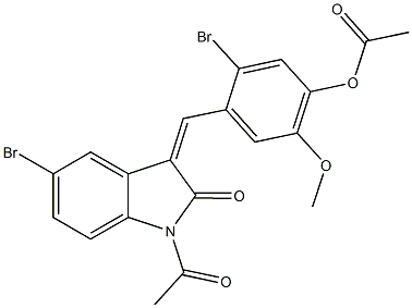 4-[(1-acetyl-5-bromo-2-oxo-1,2-dihydro-3H-indol-3-ylidene)methyl]-5-bromo-2-methoxyphenyl acetate|