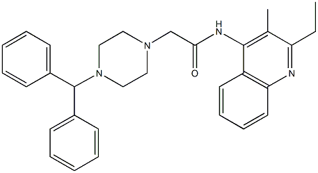 2-(4-benzhydryl-1-piperazinyl)-N-(2-ethyl-3-methyl-4-quinolinyl)acetamide Structure