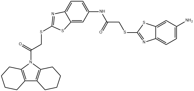 488714-90-5 2-[(6-amino-1,3-benzothiazol-2-yl)sulfanyl]-N-(2-{[2-(1,2,3,4,5,6,7,8-octahydro-9H-carbazol-9-yl)-2-oxoethyl]sulfanyl}-1,3-benzothiazol-6-yl)acetamide